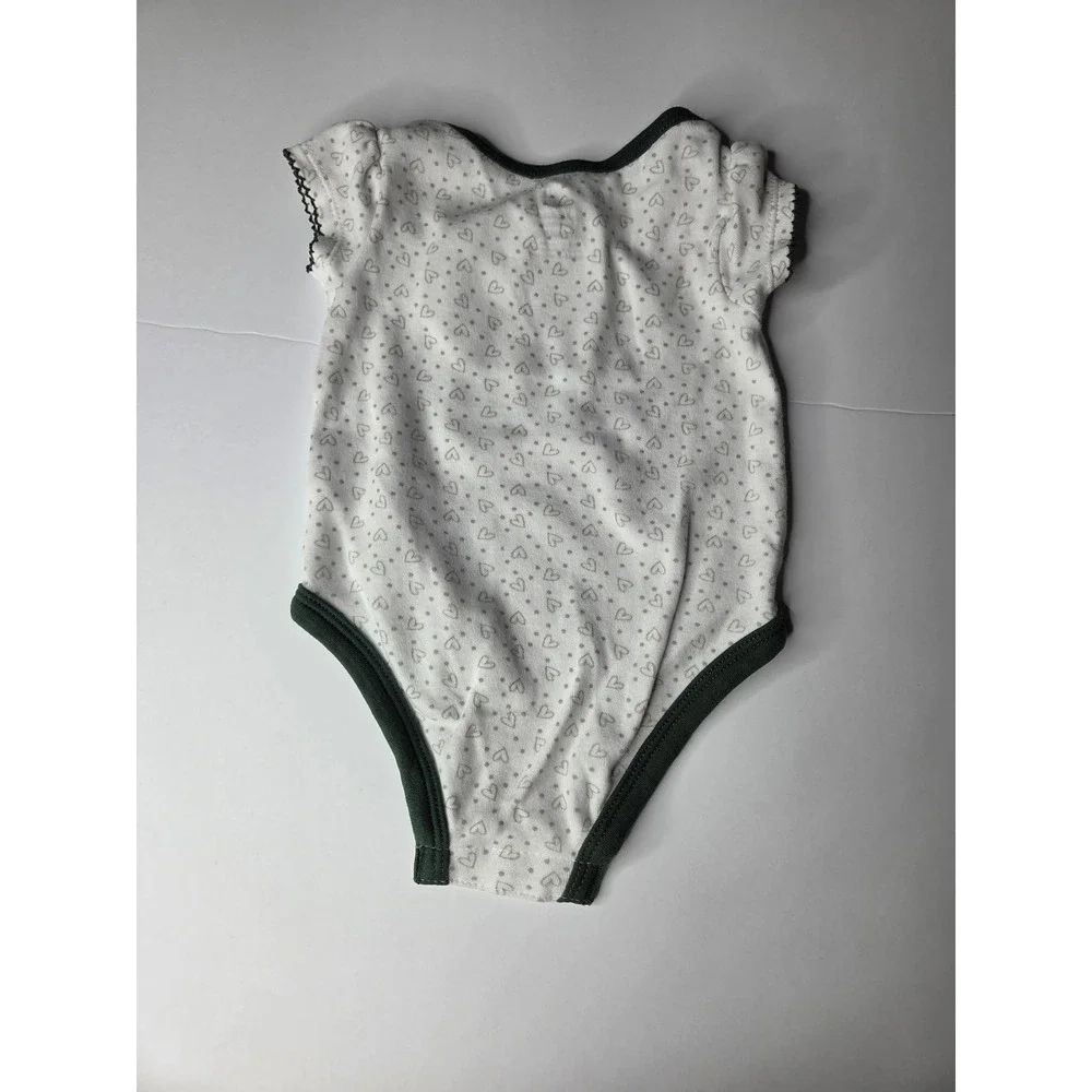 NFL Team Apparel Green Bay Packers Heart Print Baby Bodysuit White Green‎ 3/6M